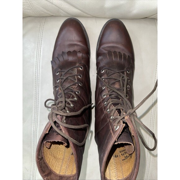 Tony Lama Vintage Packer Logger Boots Mens Size 11D Western Leather Lace Brown - Picture 7 of 14